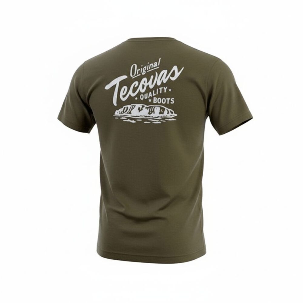 Tecovas Graphic Tee Pocket T-shirt Western Wear Cowboy Boots Olive Green Large‎